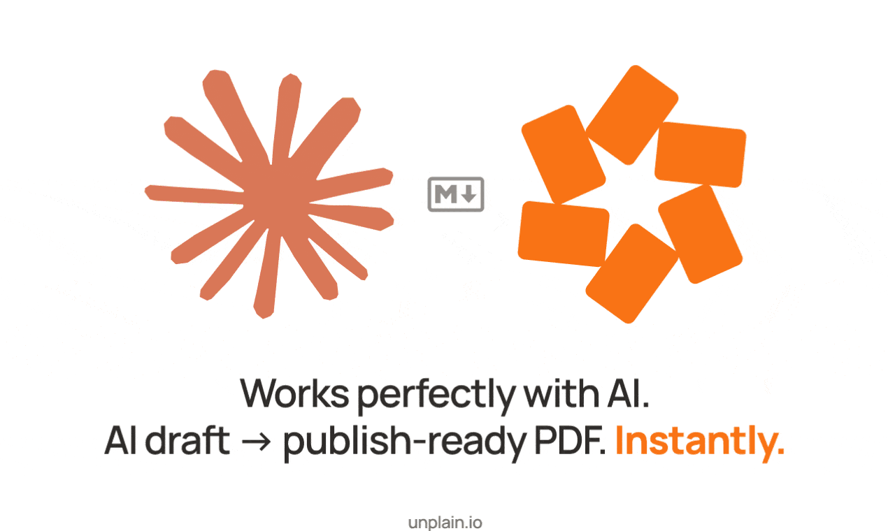 A Claude response being turned into a polished, designed PDF with Unplain